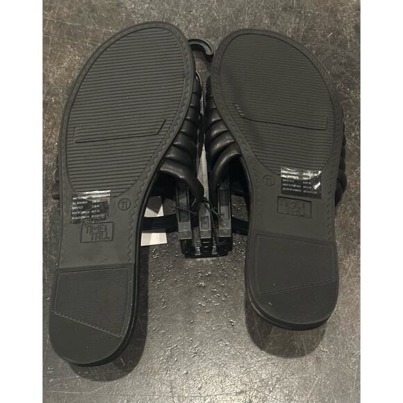 New Time And Tru Women's Multi-Band Slide Sandals Size 11 Black - Picture 6 of 7